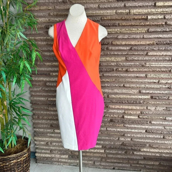 Anne Klein Colorblock Sleeve Sheath Dress Size 10 - Picture 1 of 7